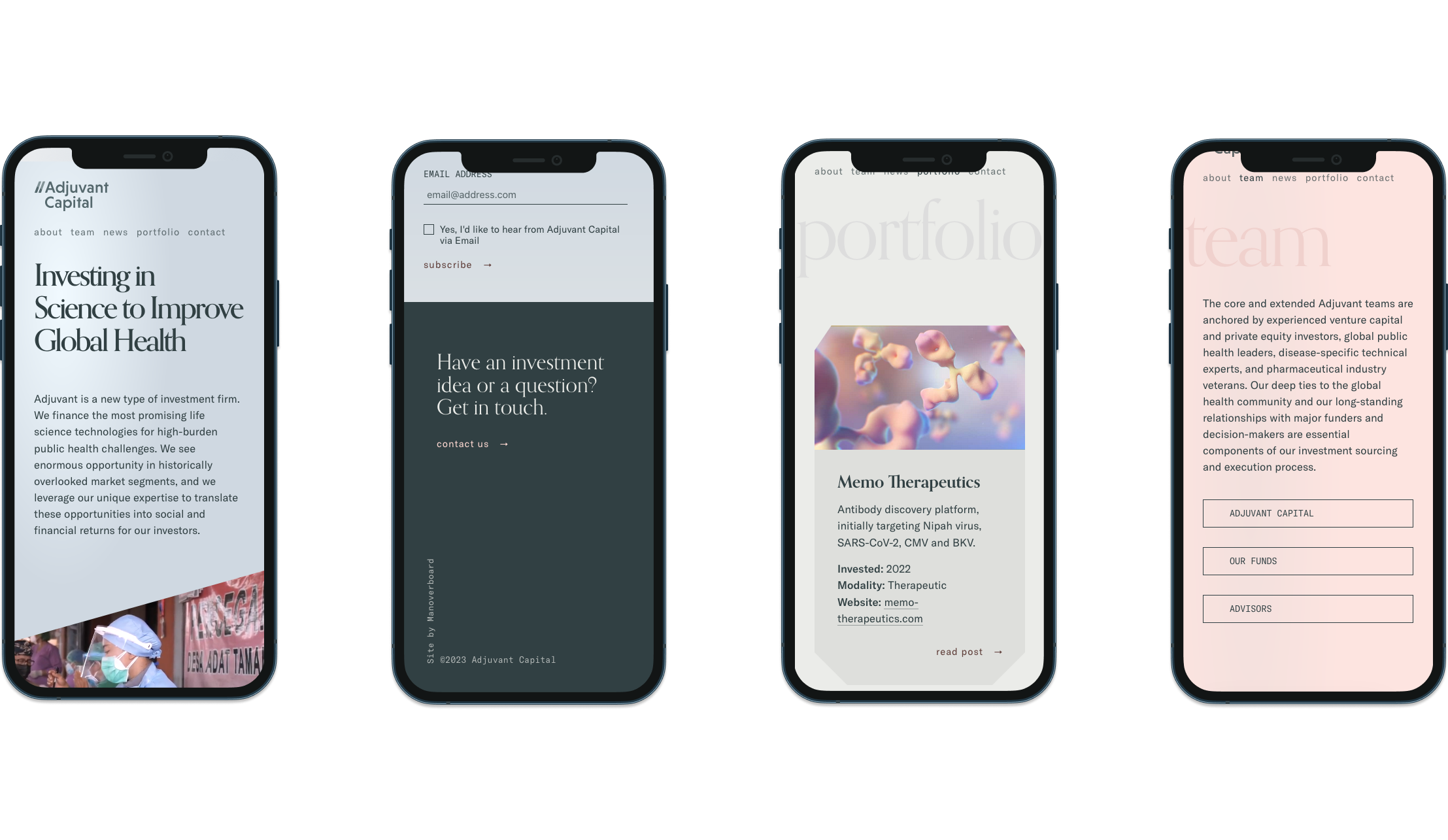 Adjuvant Capital iphone mockups