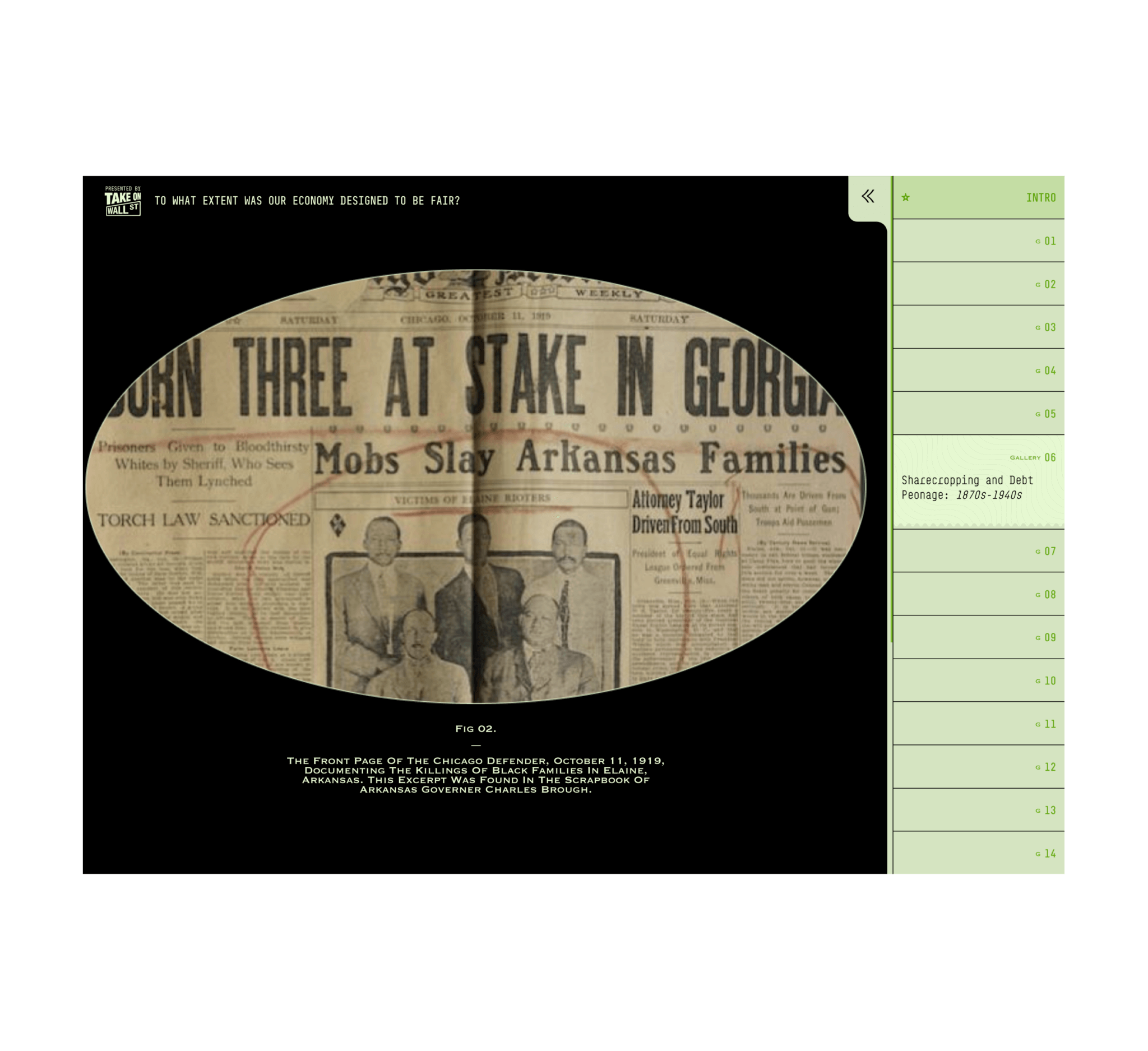 screenshot from Take On Wall Street - Is Our Economy Fair website