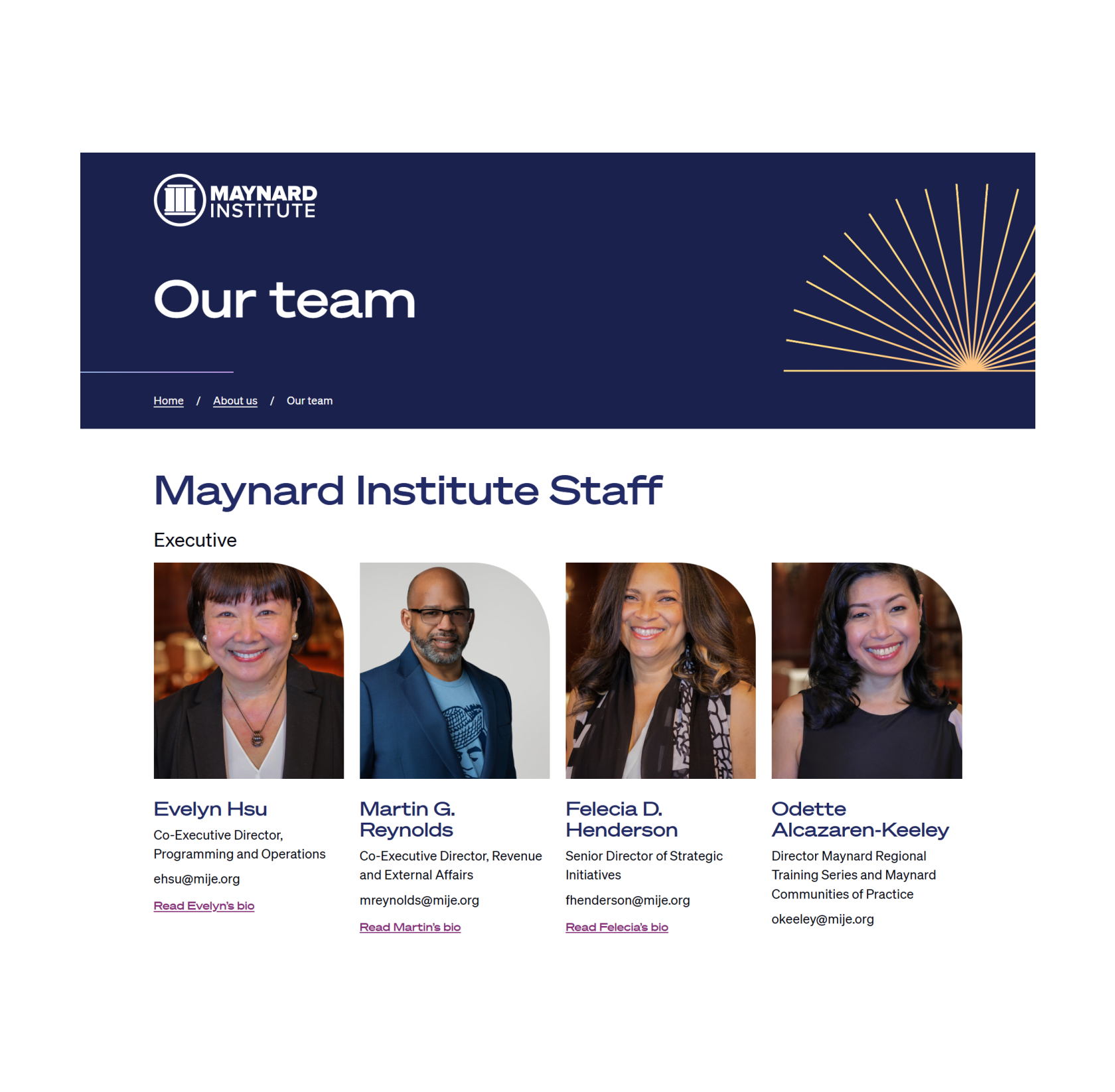 Maynard Institute home screenshot