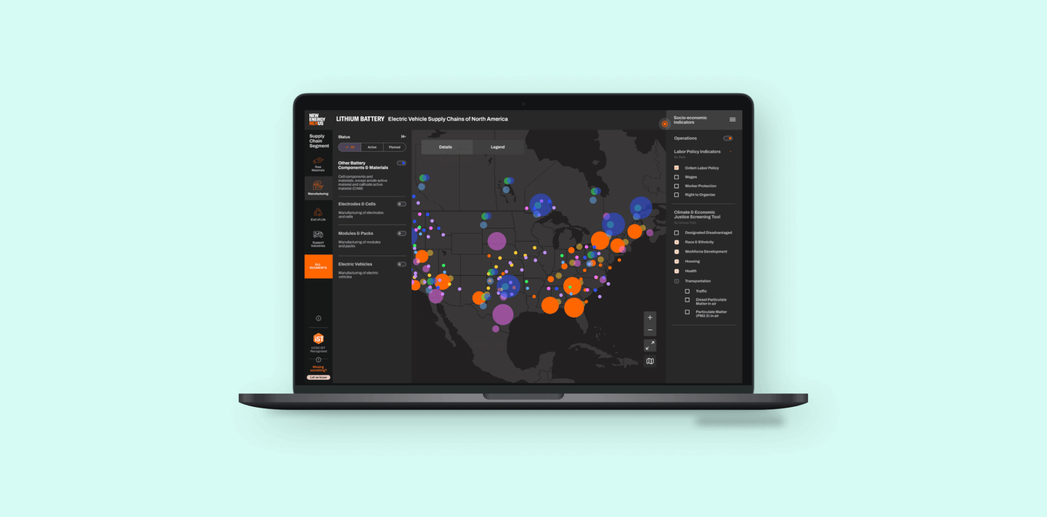 New Energy Nexus Lithium Map on device screens