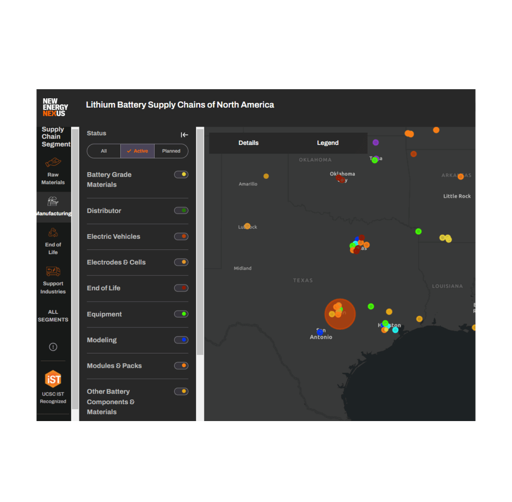 NEX Lithium Map operations legend