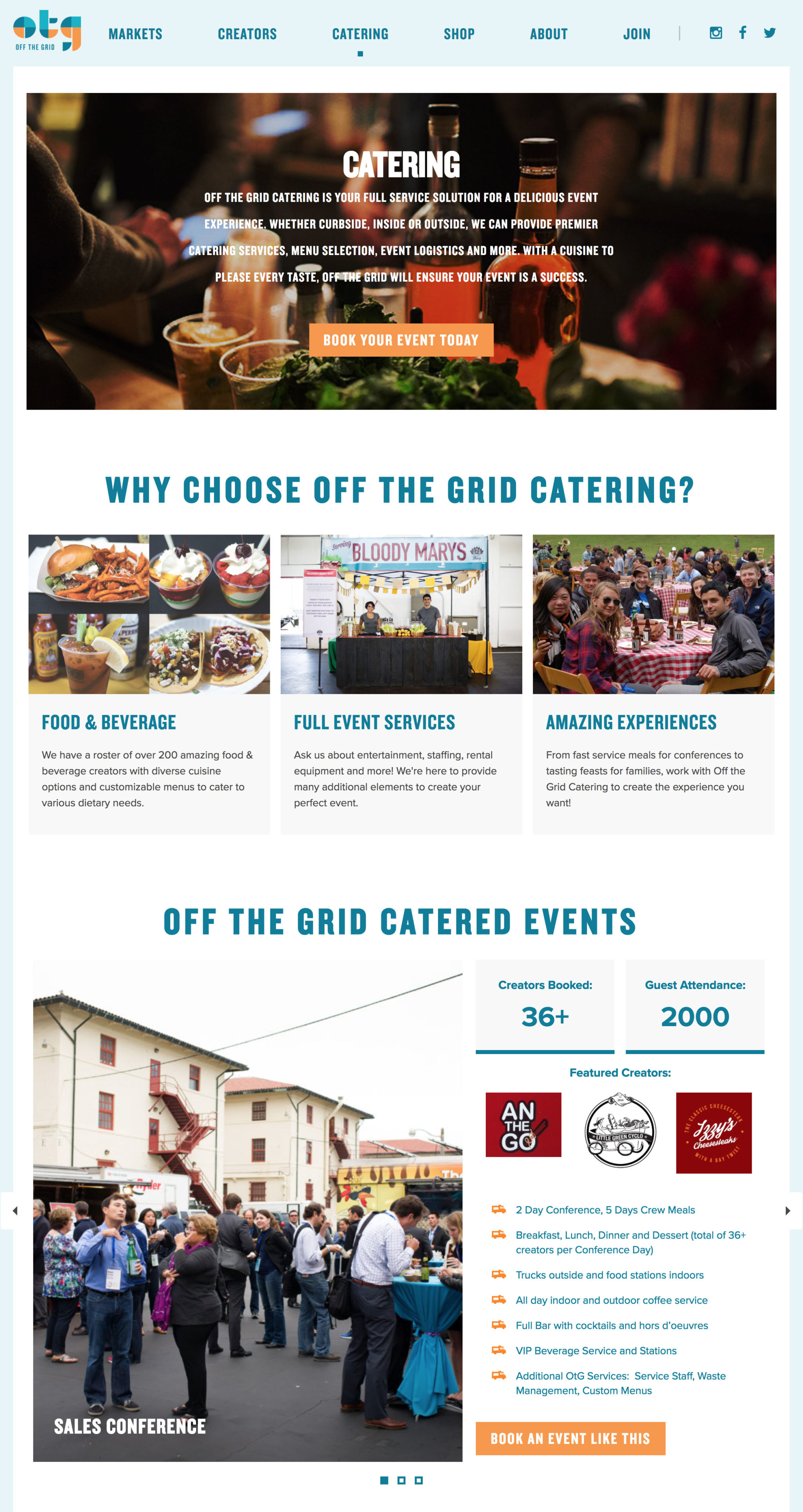 A page from Off The Grid website showing a map