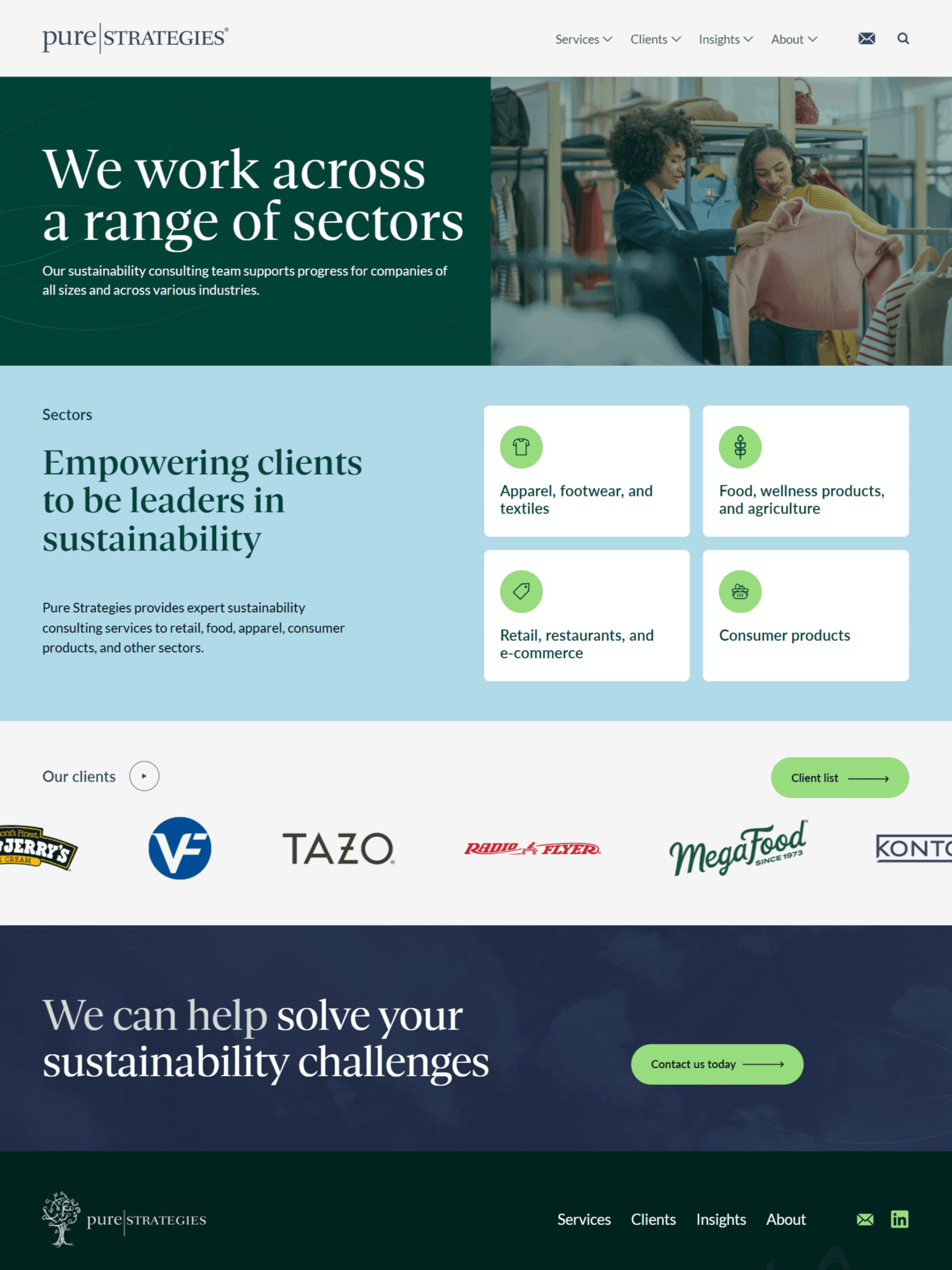 Pure Strategies sectors page screenshot
