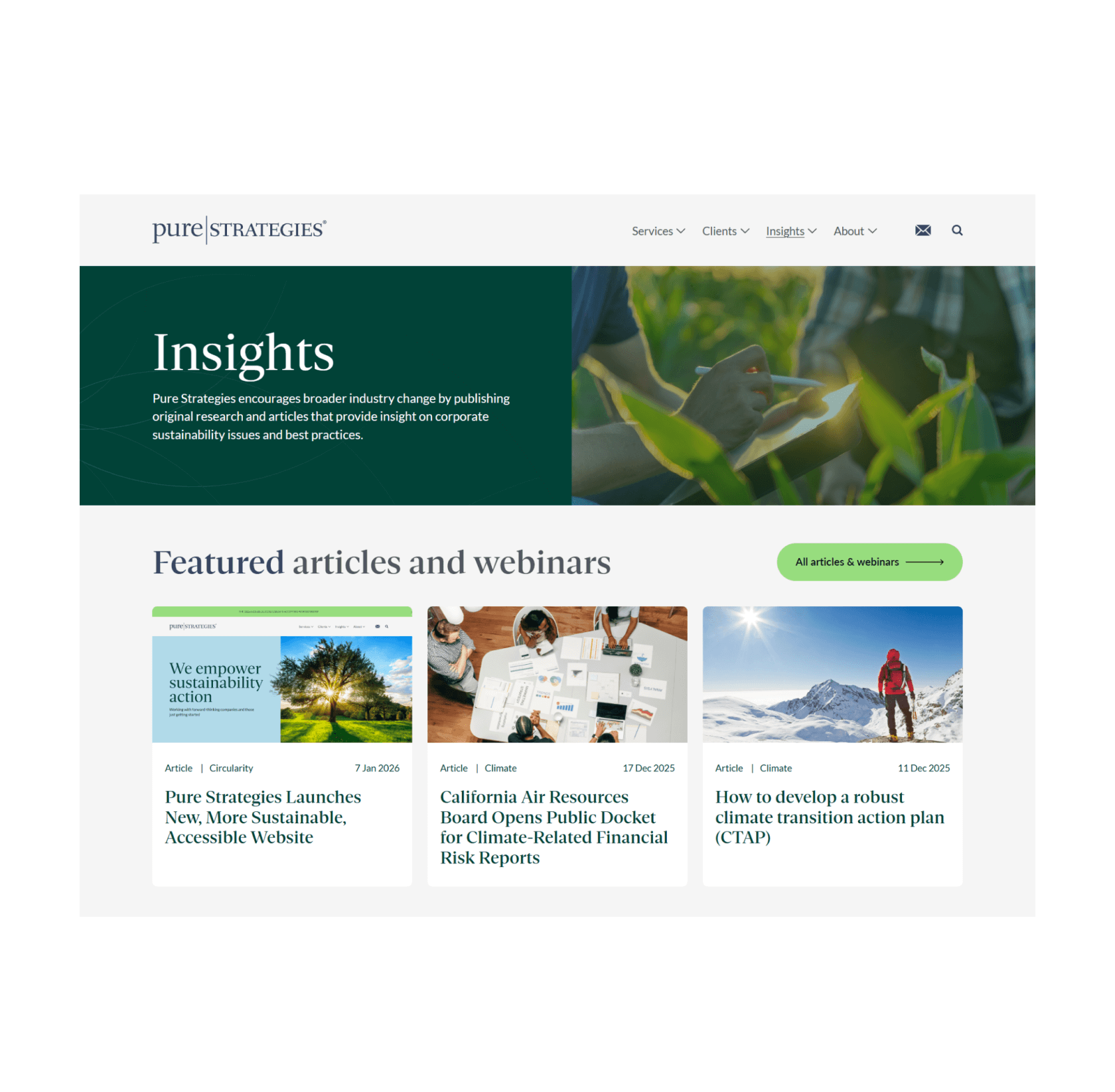 Pure Strategies Insights page screenshot