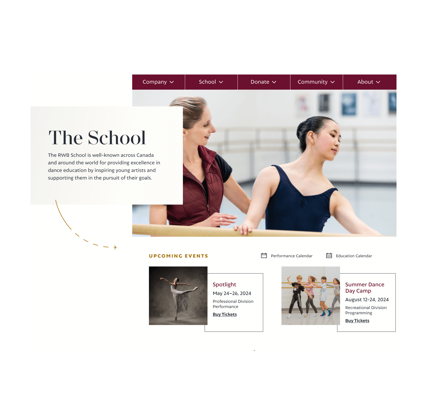 RWB campus and facility page screenshot