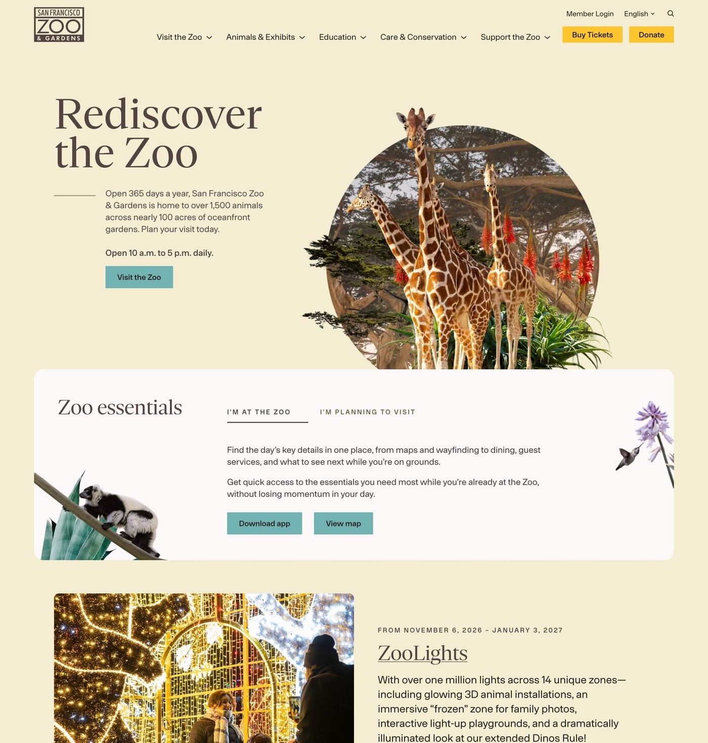 San Francisco Zoo & Gardens home page