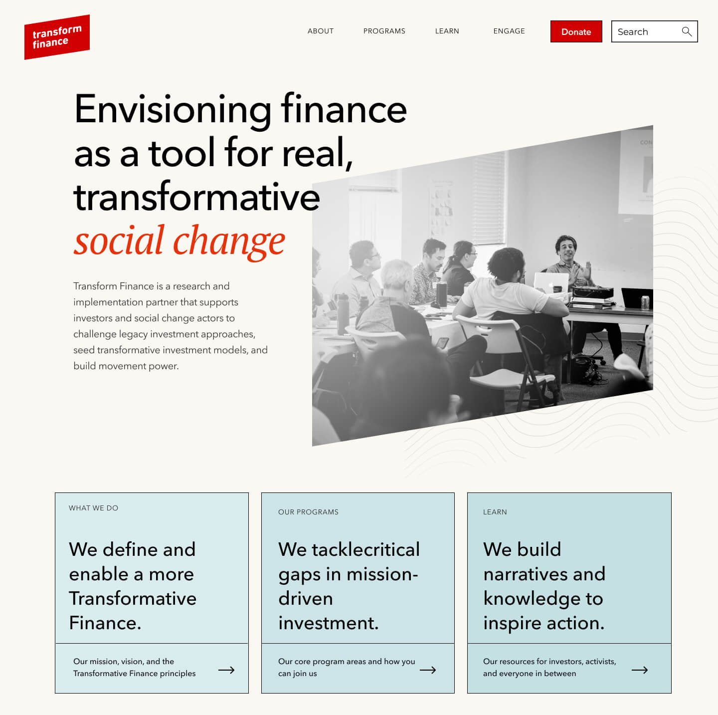 Transform Finance website