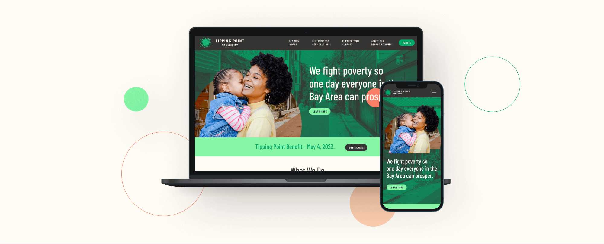 Mockup of laptop and mobile screens displaying Tipping Point home page