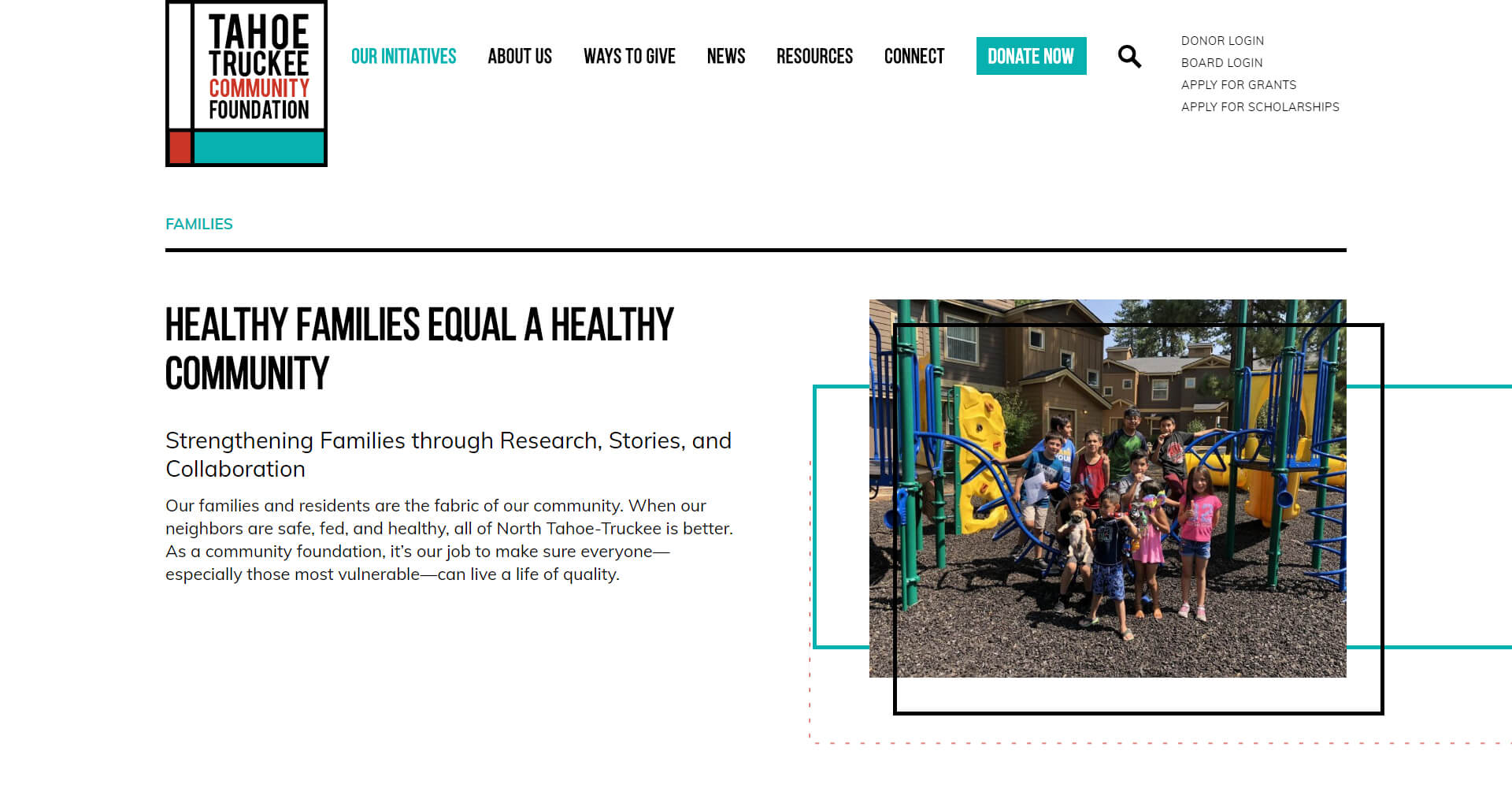 Tahoe Truckee Community Foundation website on device screens