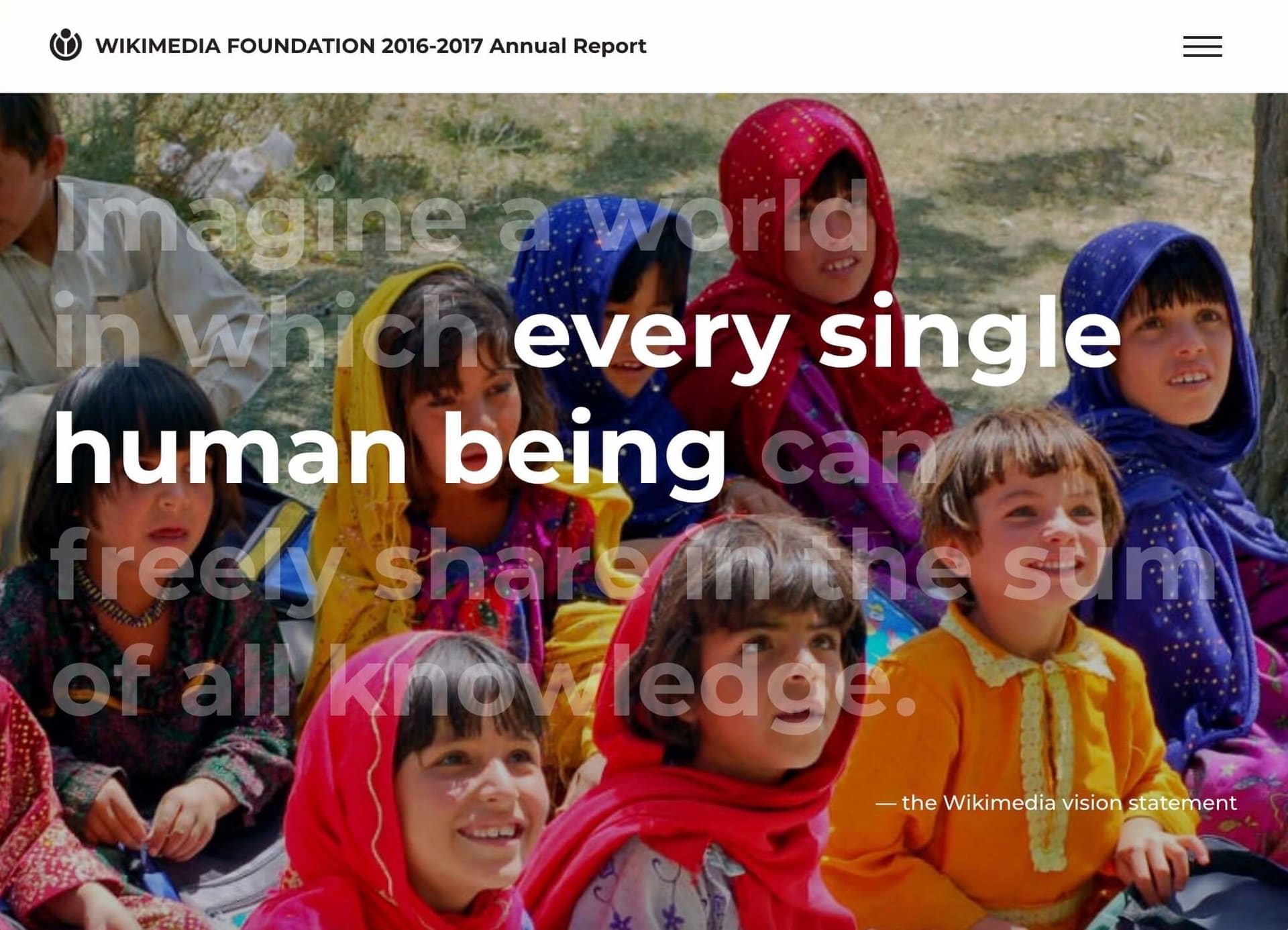Wikimedia website screen. The text is fading in and says 