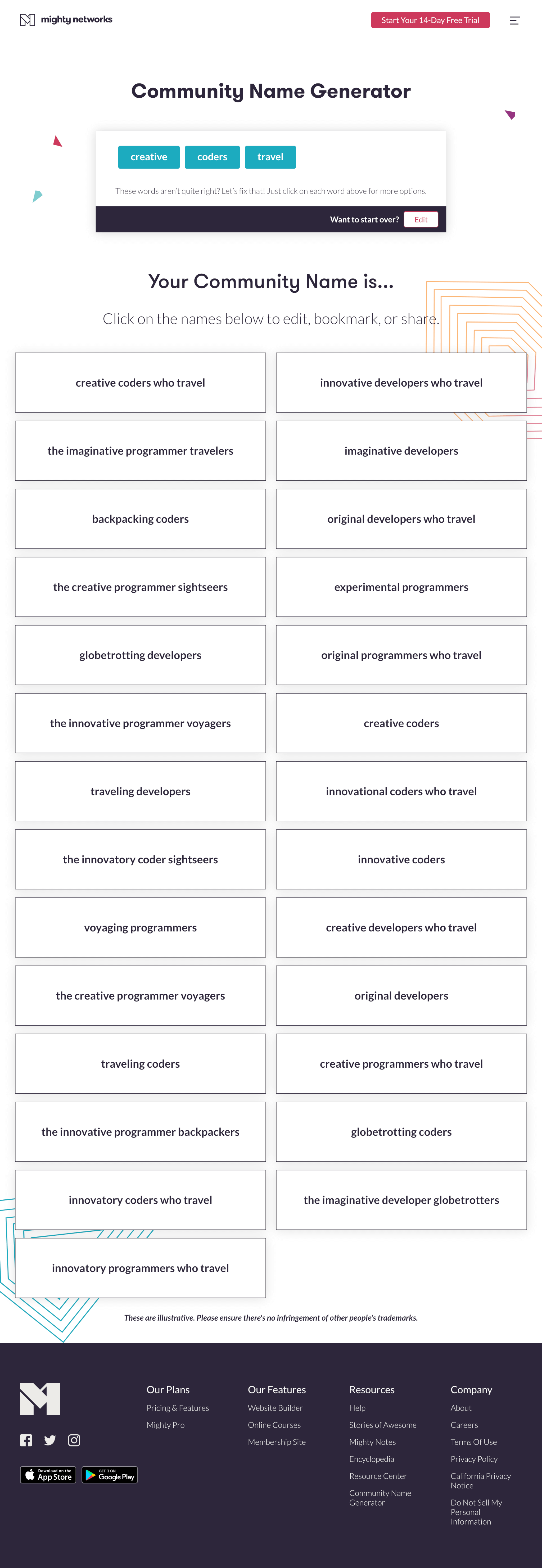 Name Generator Creative Coders