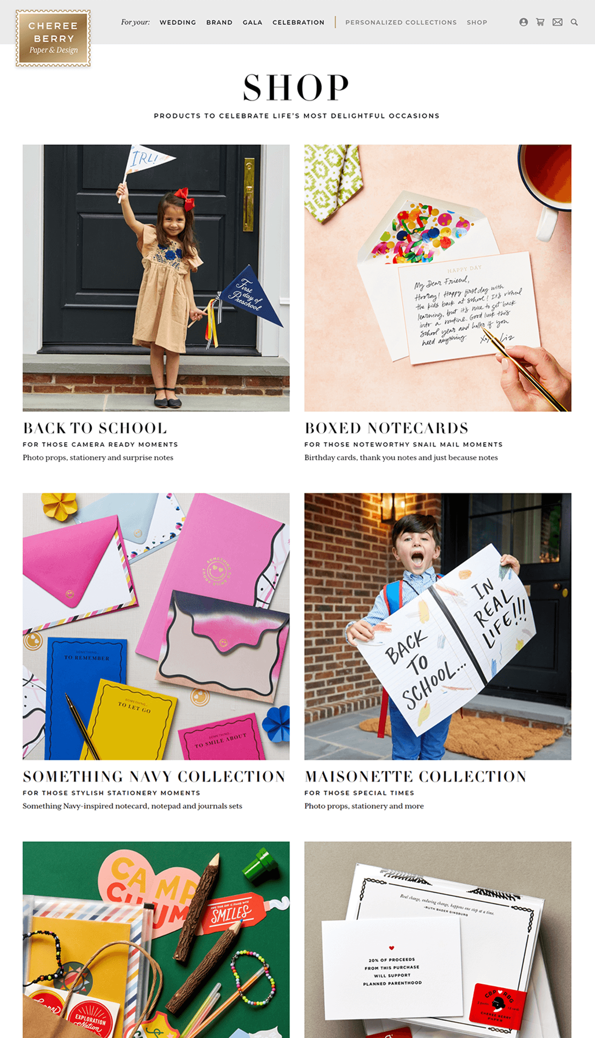 A page from Cheree Berry Paper & Design website showing images and texts