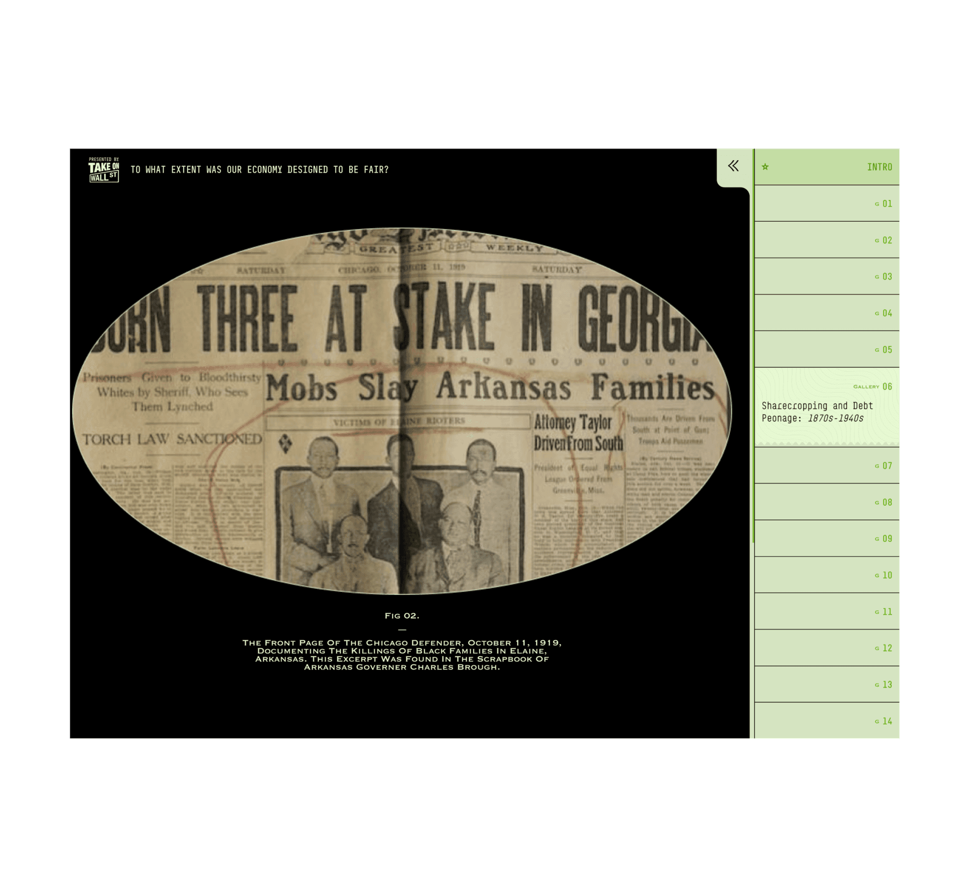 screenshot from Take On Wall Street - Is Our Economy Fair website