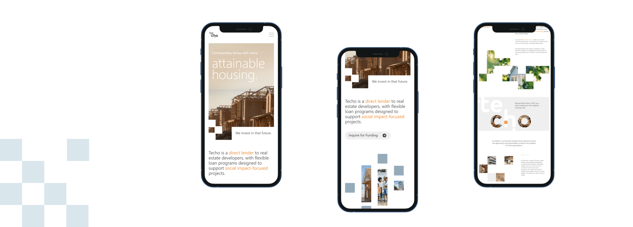 mobile screenshots from Techo website
