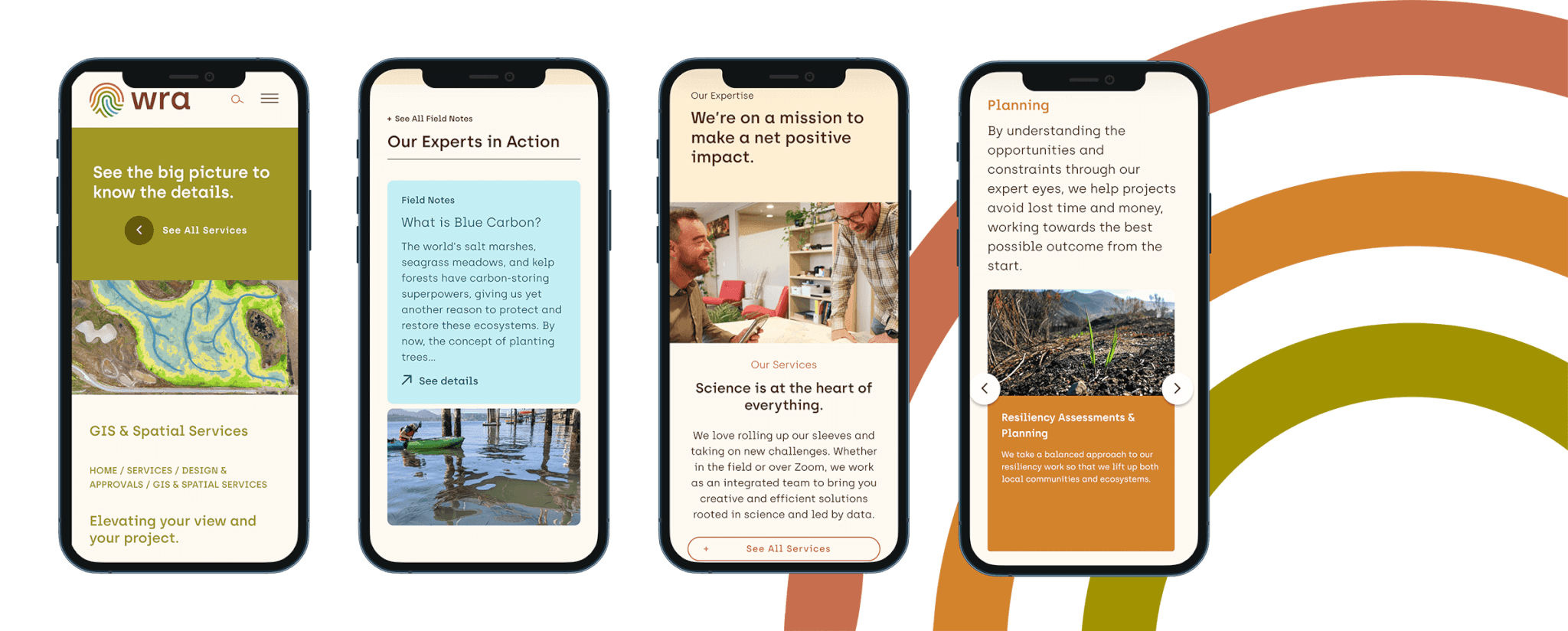 WRA website shown in four mobile phones