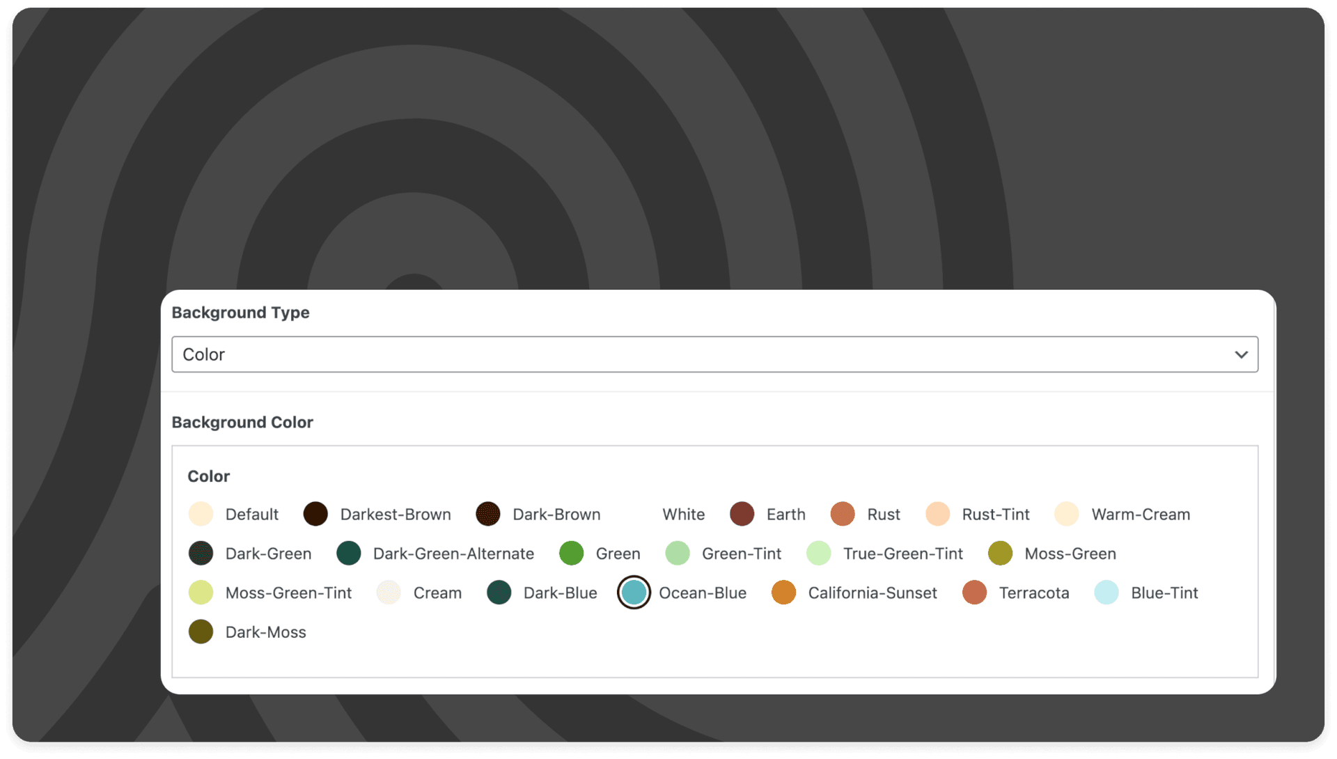 screenshot of Wordpress color picker for WRA