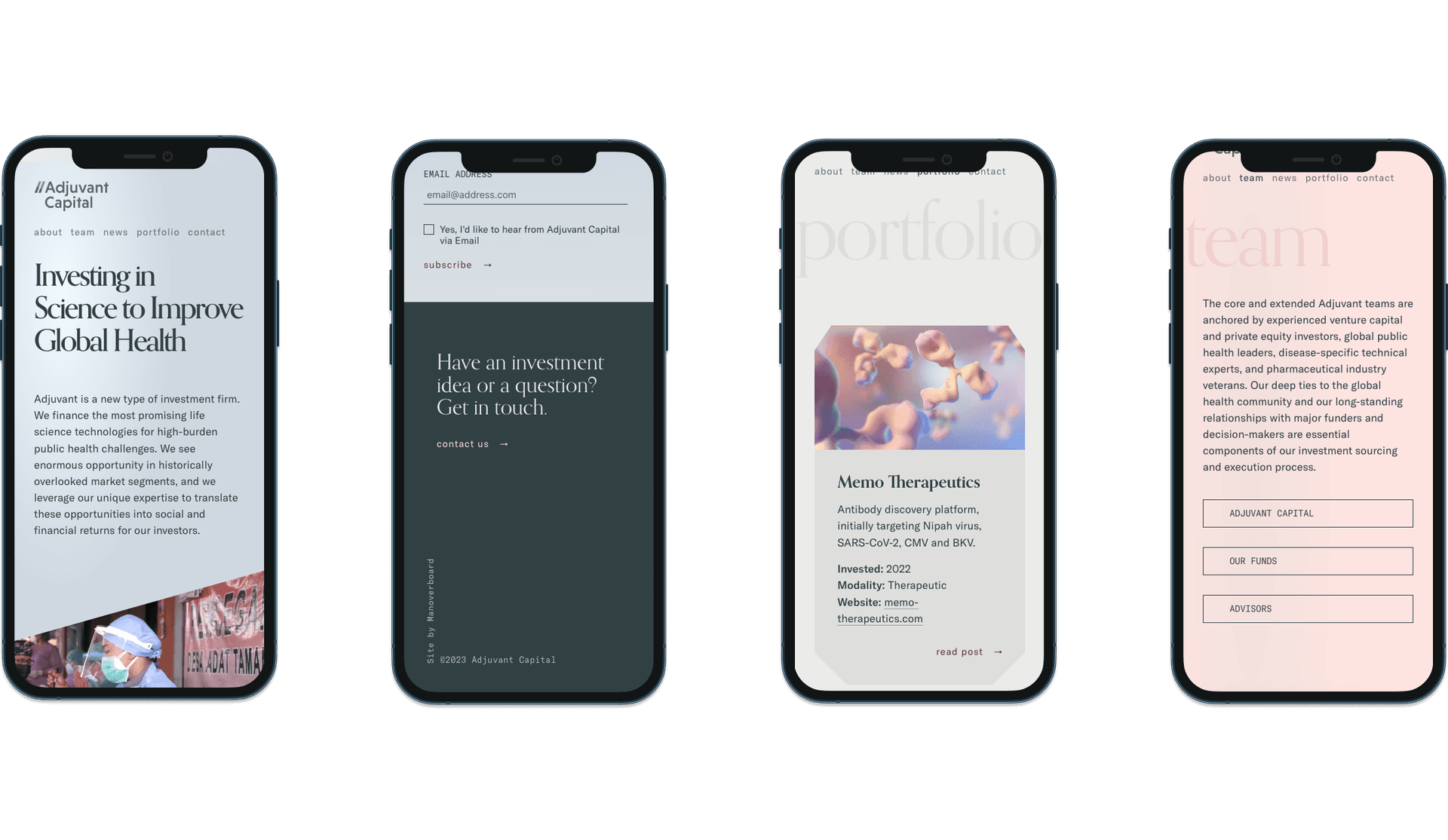 Adjuvant Capital iphone mockups