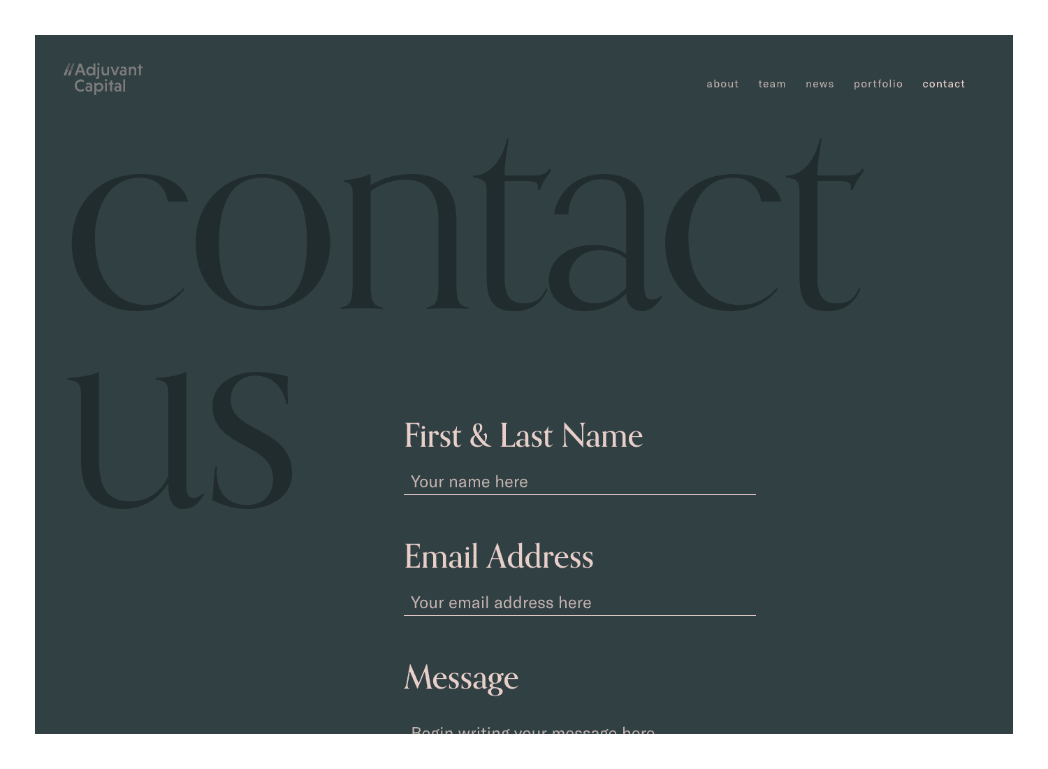 Adjuvant Capital branding screenshot