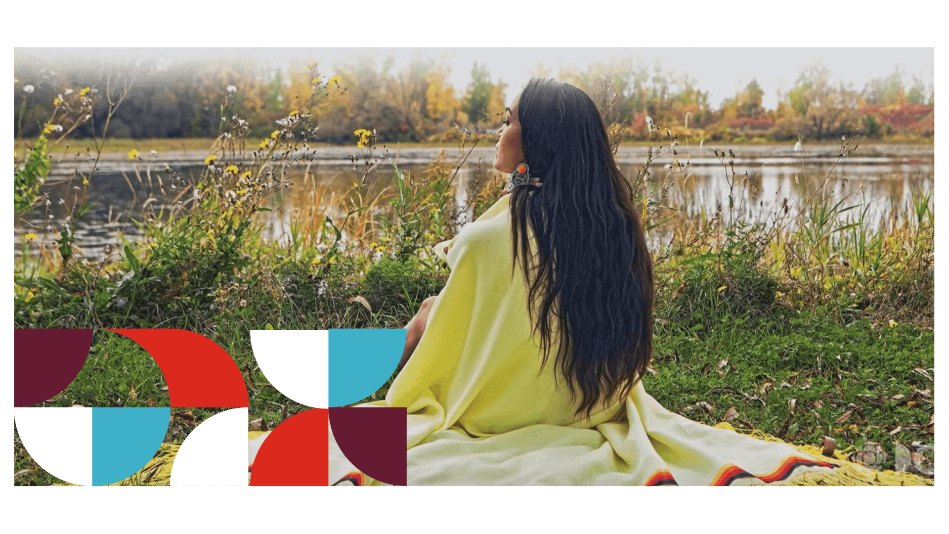 NSI website screenshot of a women sitting by a pond