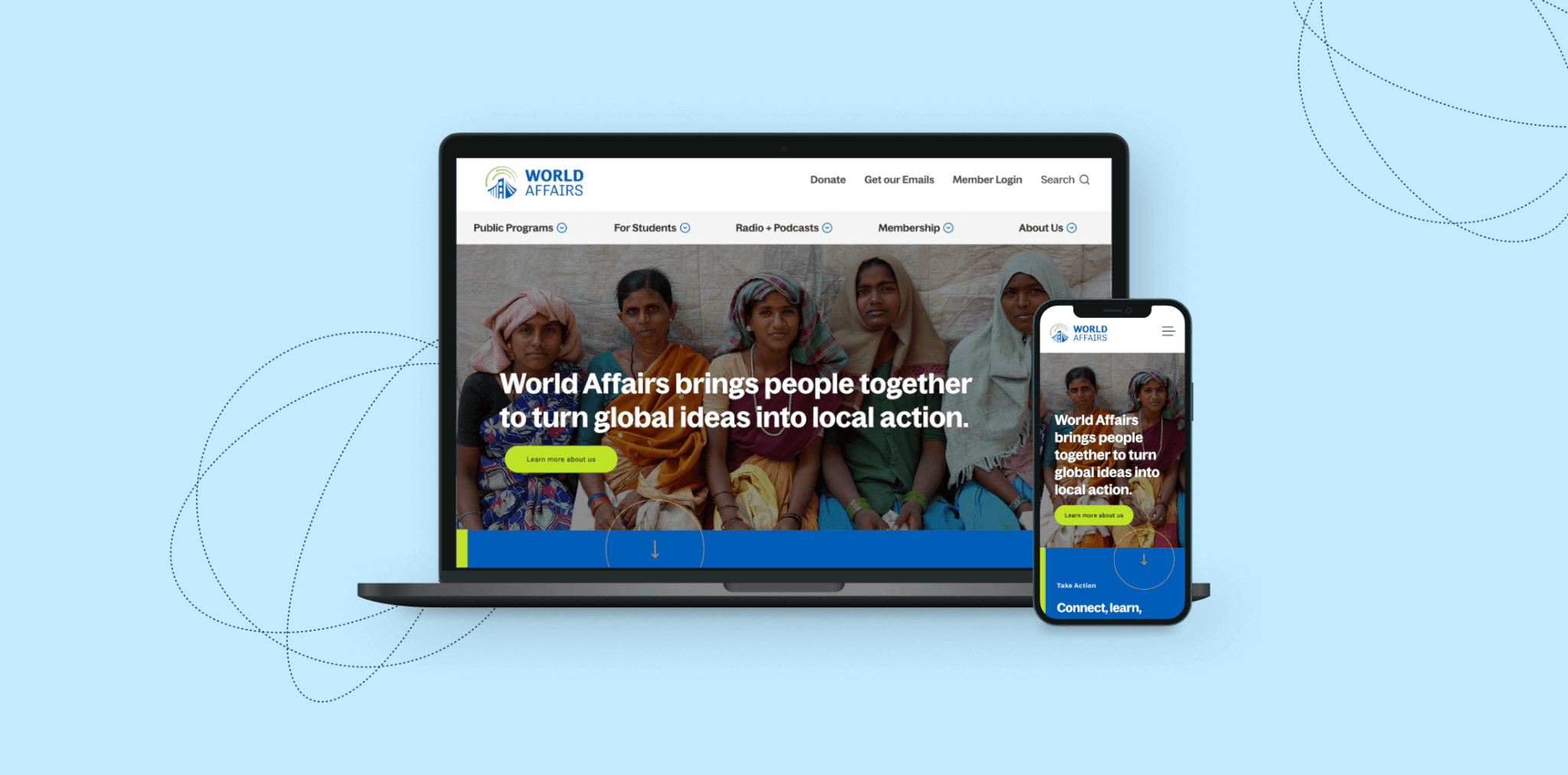 A laptop and phone showing the World Affairs website.
