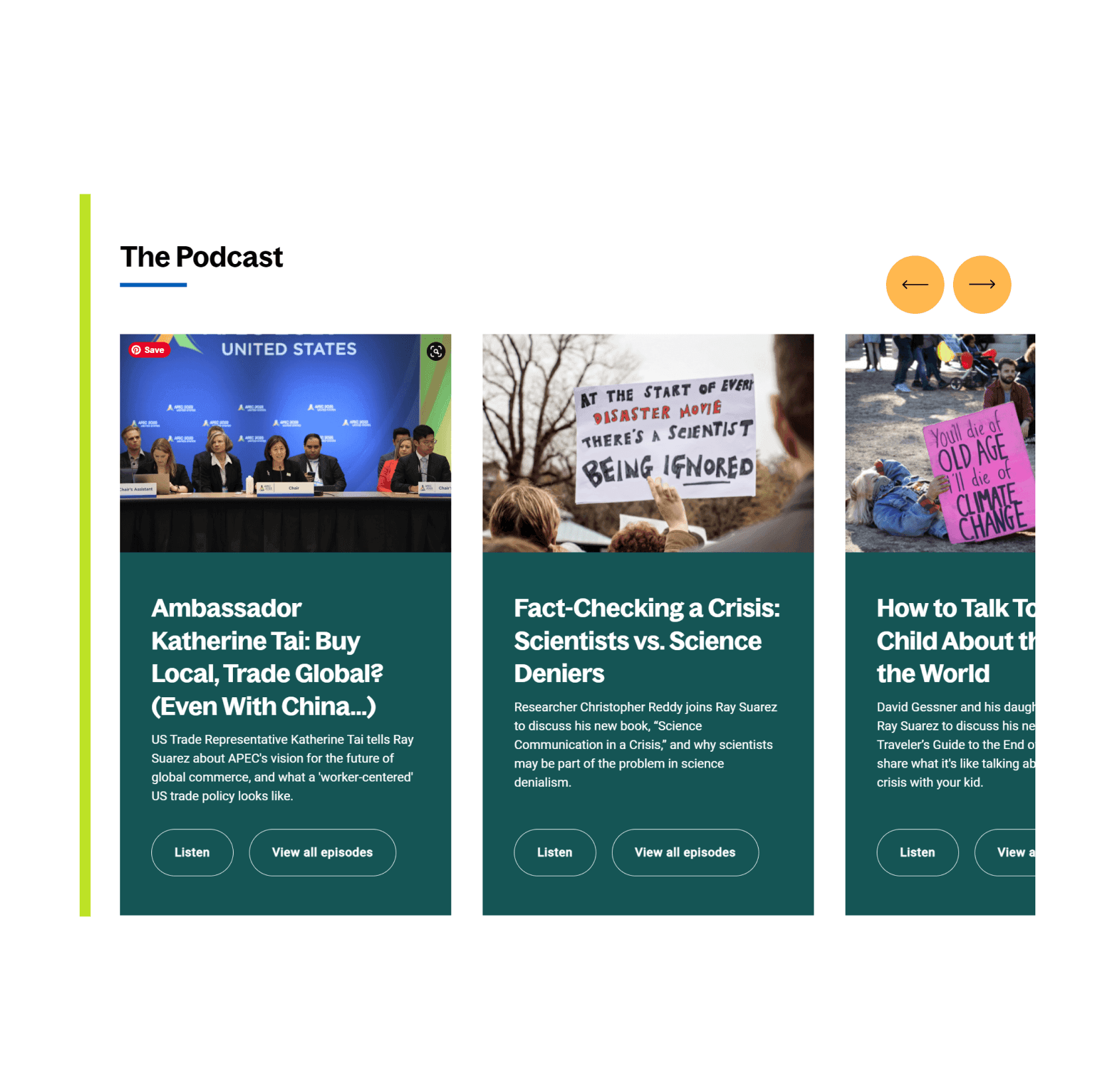 World Affairs screenshot, showing podcast episodes from World Affairs.