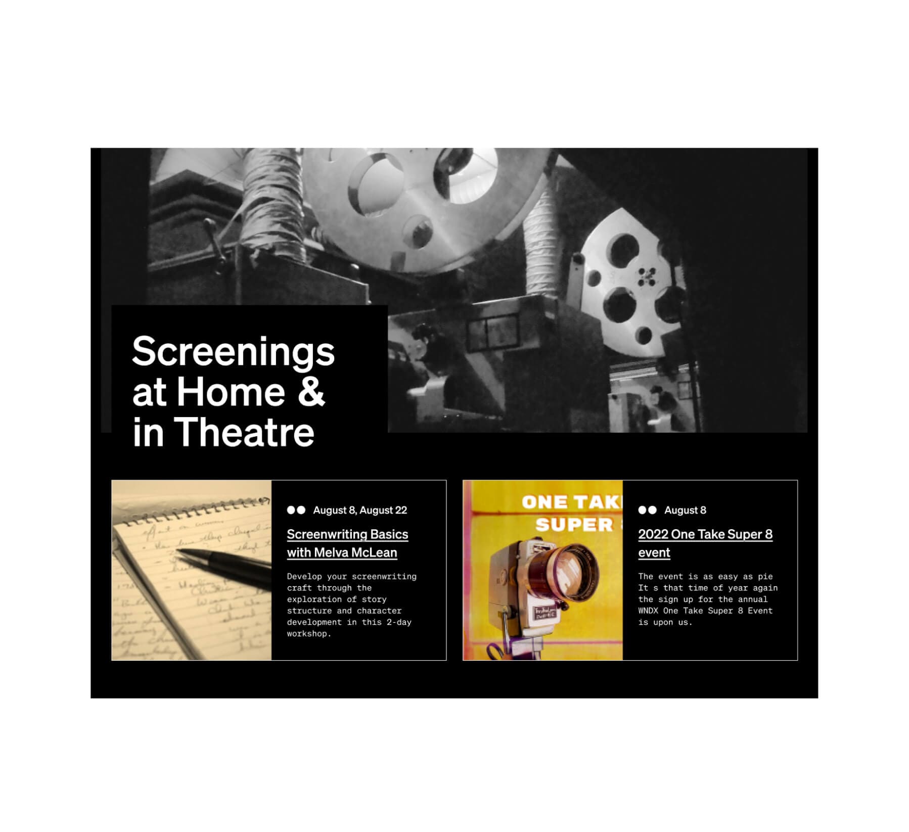 Dave Barber Cinematheque Community Events screenshot