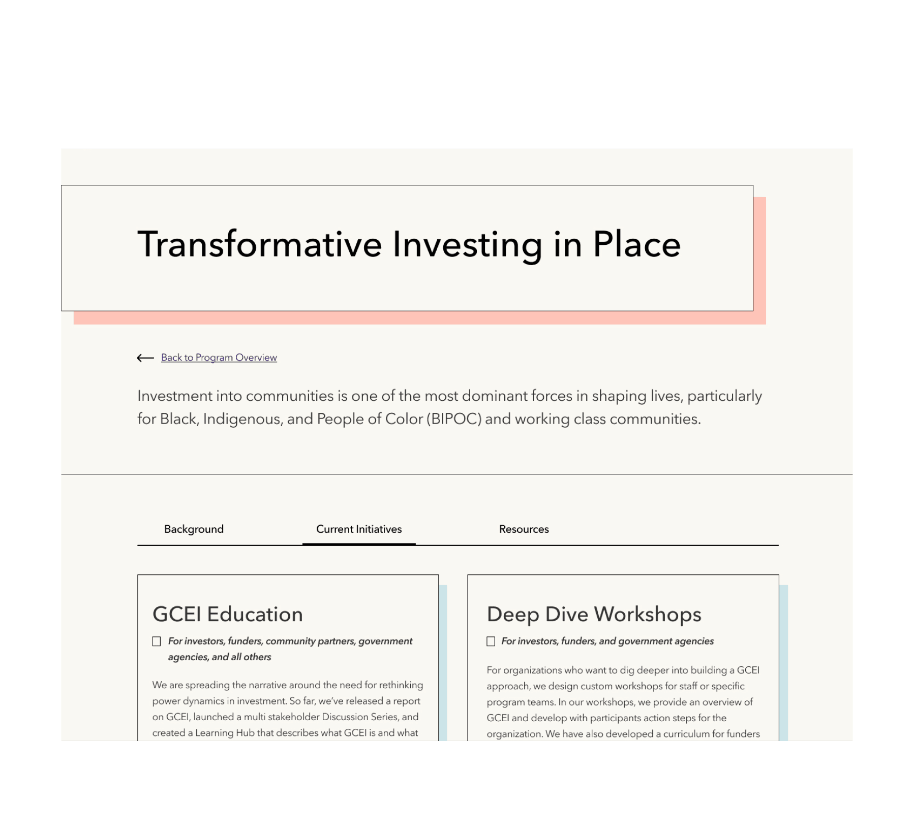 Transform Finance Single Program screenshot