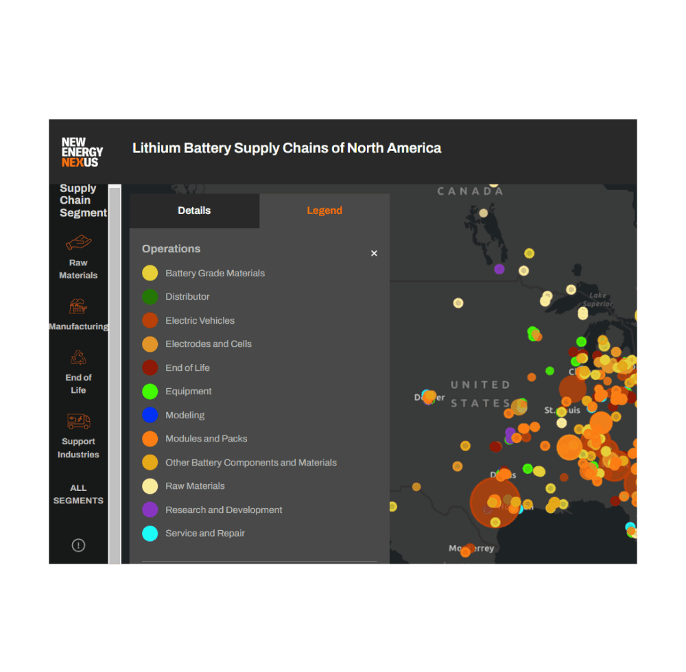 NEX Lithium Map operations legend