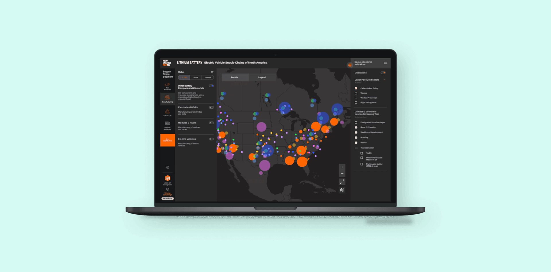 New Energy Nexus Lithium Map website screenshot